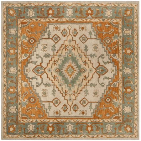 SAFAVIEH Heritage Hand Tufted Square RugLight Blue & Rust 8 x 8 ft. HG406A-8SQ